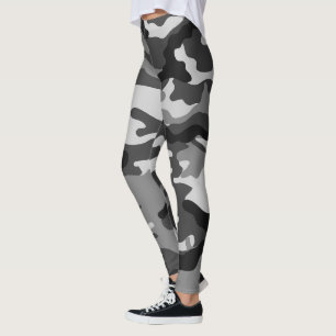 Leggings Camuflaje negro, gris del ejército, diseño gráfico