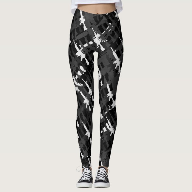 Leggings Camuflaje Rifles Estilo Militar Gun Camo Negro (Anverso)