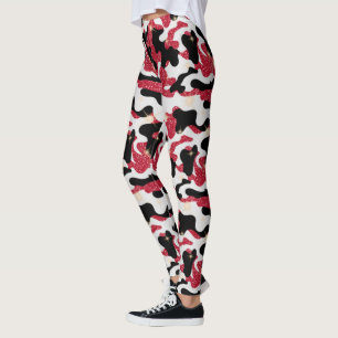 Leggings Camuflaje Rojo Blanco Negro Brillante Camuflaje