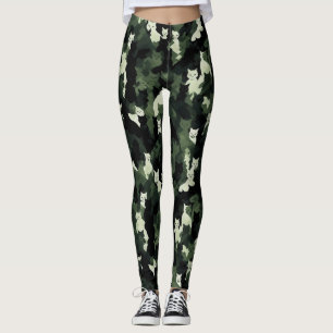 Leggings Camuflaje verde del patrón del gato