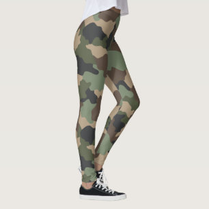Leggings Camuflar Woodland Camo Ejército Khaki Tan Negro