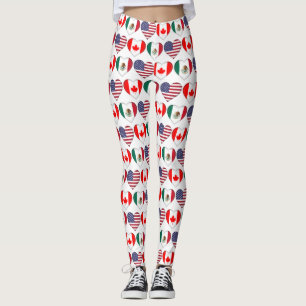 Leggings Canadá México EE.UU. 2026 Banderas de país Leyenda