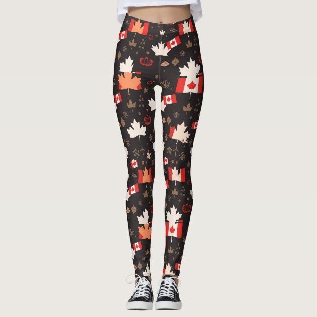 Leggings Canadá Rojo Blanco Bandera Canadiense Maple Leaf (Anverso)