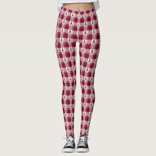 Leggings Cáncer de Cabeza y Cuello Plaid Burgundy de Concie