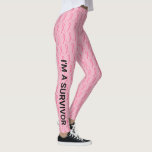 Leggings Cáncer de Mama Lanza Doble Cinta Rosa<br><div class="desc">Únete a las carreras de cáncer de mama con estas piernas de cinta rosa, tu nombre y cuán fuerte eres o a quién apoyas. Sobreviviente o tu texto en un lado. Su nombre o el que apoya en el otro lado.</div>
