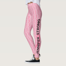 Leggings Cáncer de Mama Rosa Dirige Su Nombre Doble Cinta