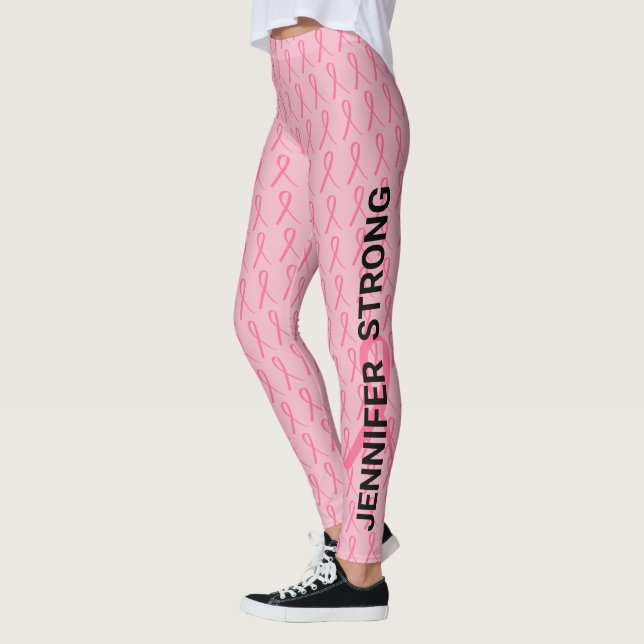 Leggings Cáncer de Mama Rosa Dirige Su Nombre Doble Cinta (Izquierda)