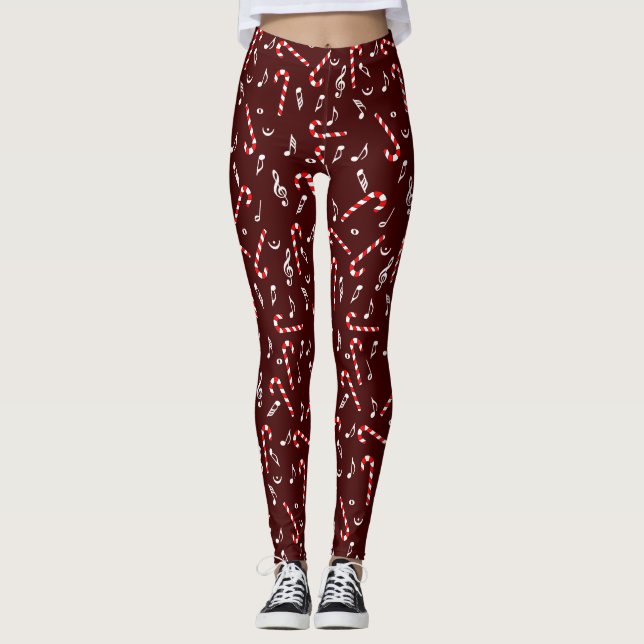 Leggings Candy Cane Music Notes (Anverso)