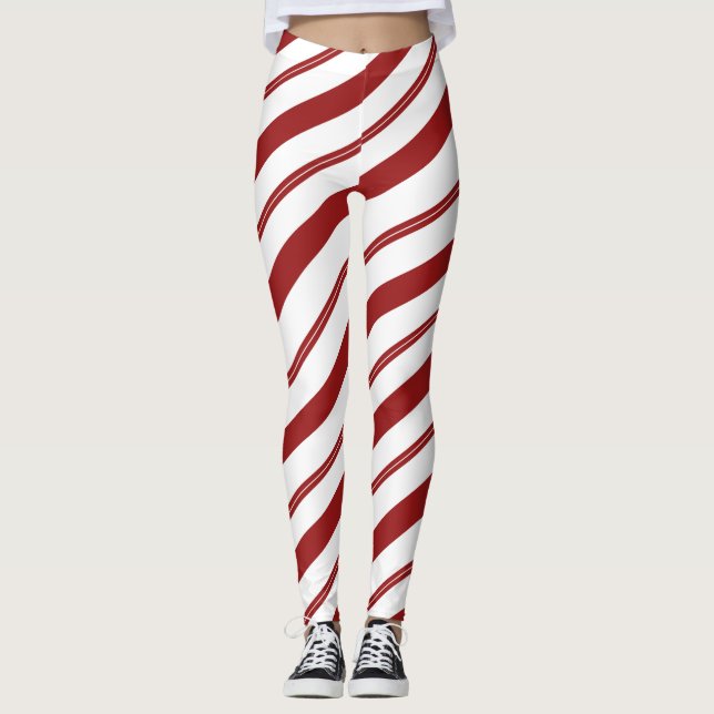 Leggings Candy Cane Red Striped Navidades Peppermint (Anverso)