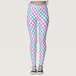 Leggings Candy shop diagonal checkerboard pattern