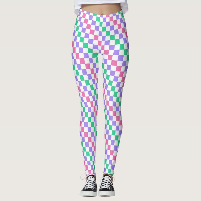 Leggings Candy shop diagonal checkerboard pattern (Anverso)