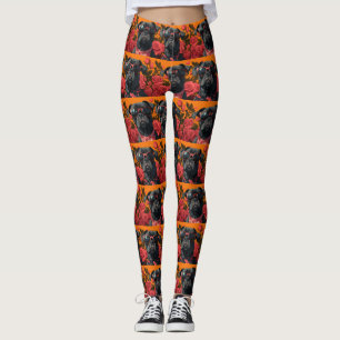 Leggings Cane Corso con rosas del corazón día de San Valent