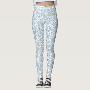 Leggings Cangrejo y maleza marina, verano costero en blanco
