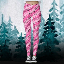 Leggings Cañón de tira suave rosada Feliz Navidad