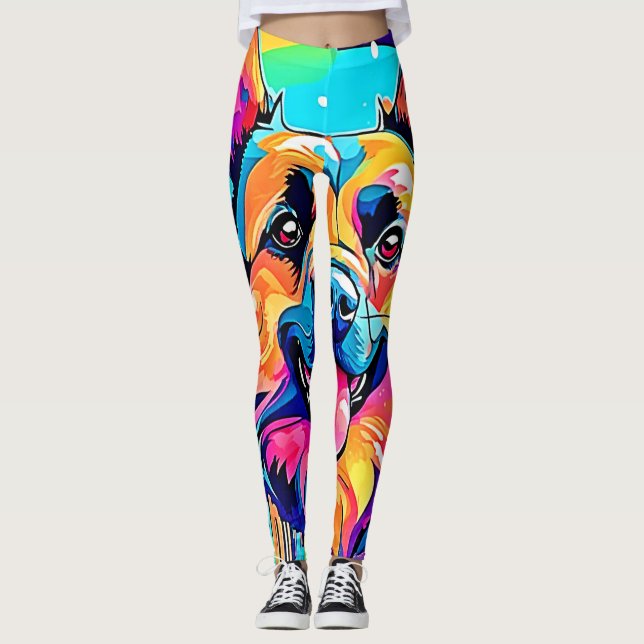 Leggings Cañón vibrante: amor feliz de los cachorros (Anverso)