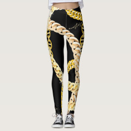 Leggings Cañones de oro y negro elegantes