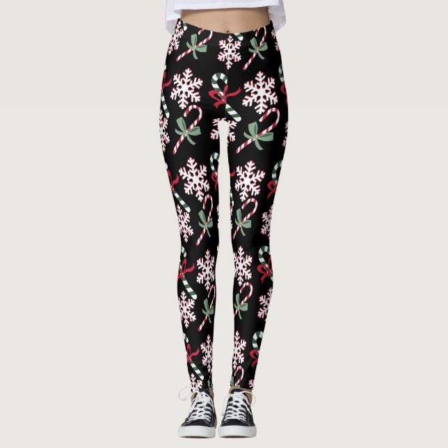 Leggings Cañones y copos de nieve de marea negra (Anverso)