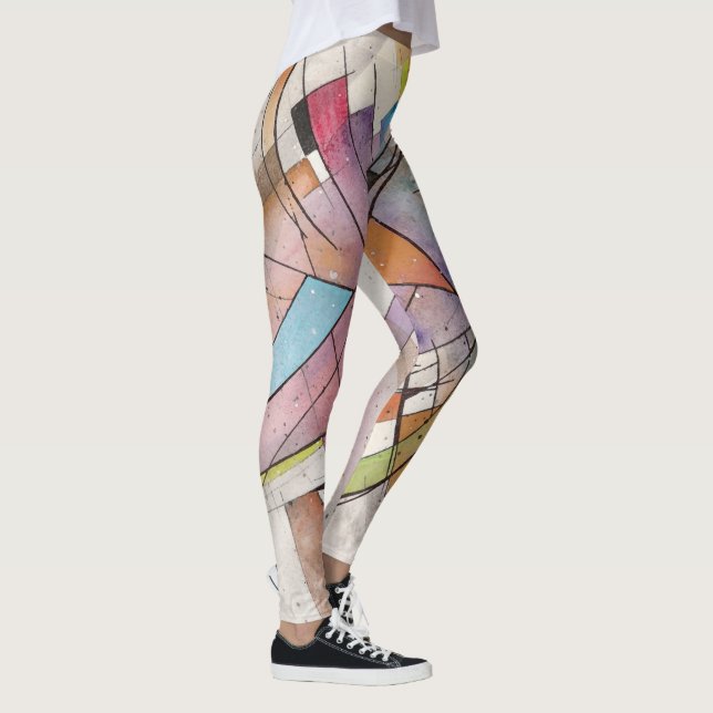 Leggings CANTATA en PASTEL MAJOR Abstracto acuarela de arte (Derecha)