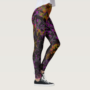 Leggings Caos de Camuflaje Militar de Neón Abstracto