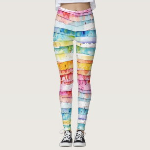Leggings Capas de acuarela de color rojo, azul y amarillo a