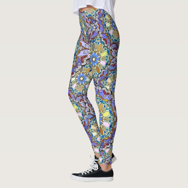 Leggings Capas de arte Doodle de estilo Mandala (Izquierda)