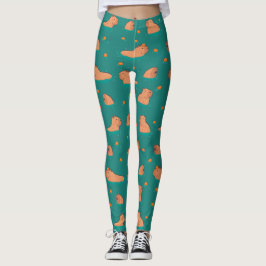 Leggings capibaras flotantes con naranja