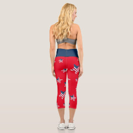 Leggings Capri 4 de julio patriótico Estados Unidos estrella fies