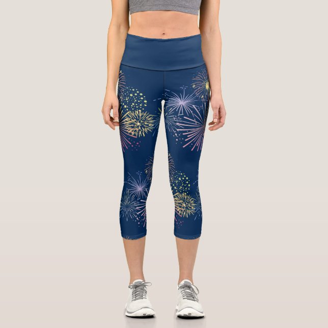 Leggings Capri 4 de julio patriótico Estados Unidos estrella fies (Anverso)