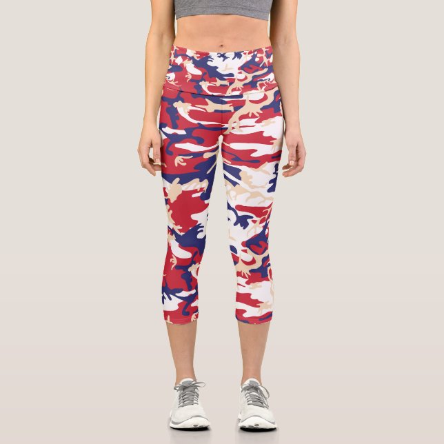 Leggings Capri 4th of July, Independence day, Camouflage Beige (Anverso)