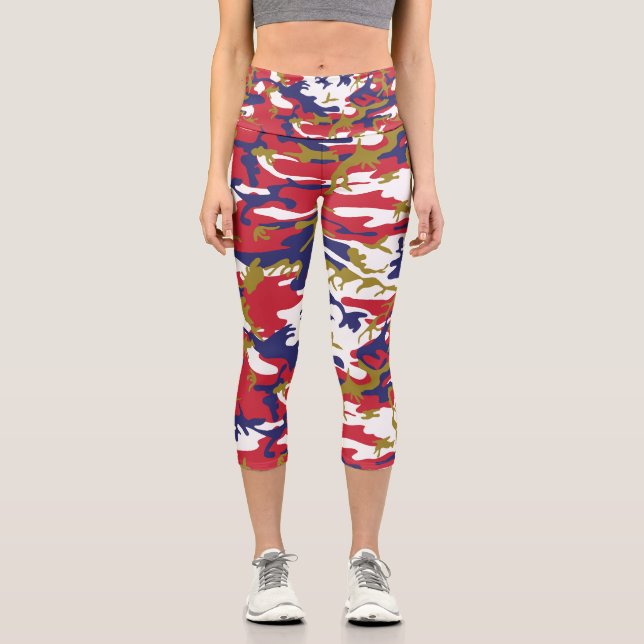 Leggings Capri 4th of July, Independence day, Camouflage Gold (Anverso)