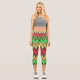Leggings Capri A person is wearing vibrant, geometric-patterned 