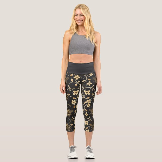 Leggings Capri Abeja Floral Miel (Anverso)