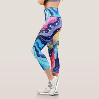 Leggings Capri Abstracción de remolino colorido vibrante
