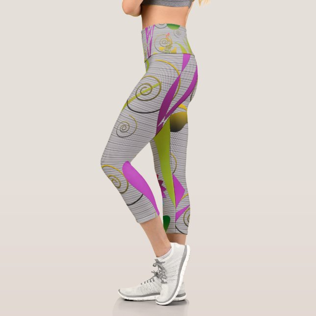 Leggings Capri Abstract Floral with Spirals 2 (Izquierda)