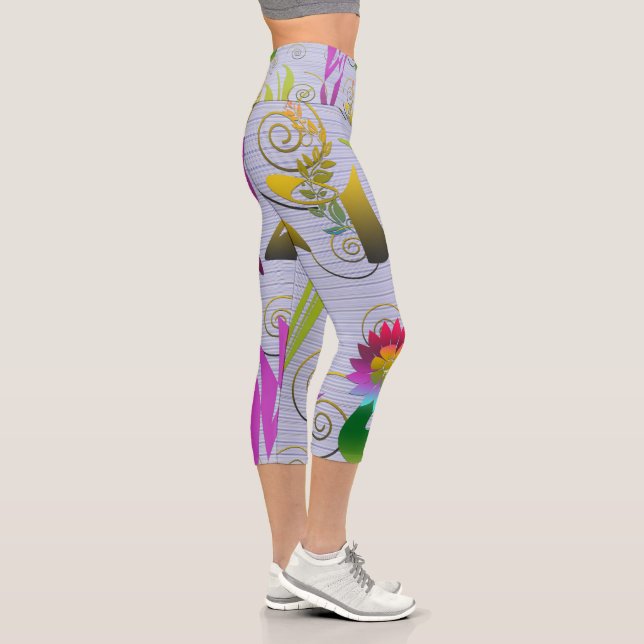 Leggings Capri Abstract Floral with Spirals 3 (Derecha)