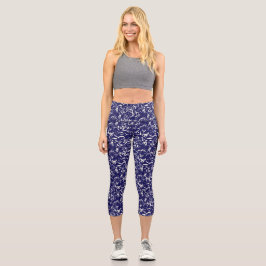 Leggings Capri Abstract Navy Blue Capris