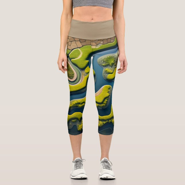 Leggings Capri Abstract River Estuary (Anverso)