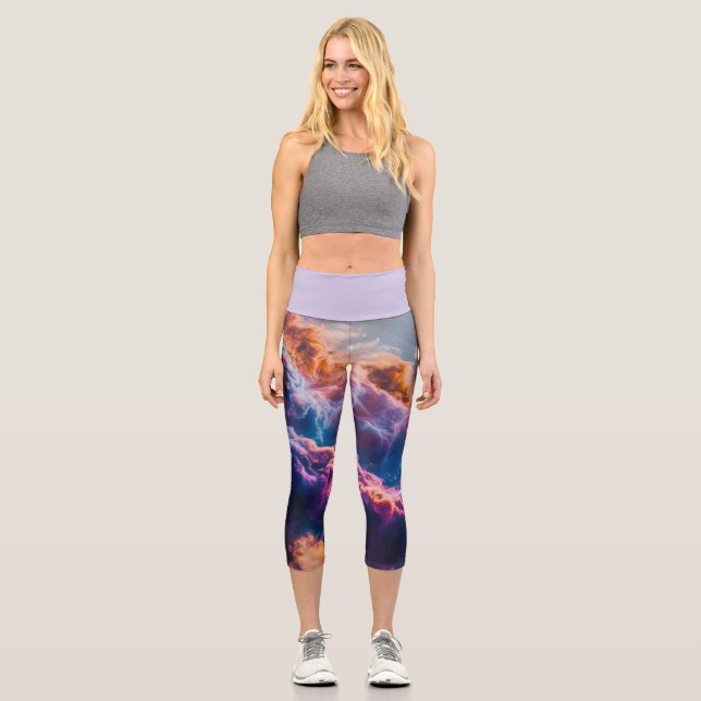 Leggings Capri Abstract Space Nebula Art - Colorful Cosmic (Anverso)