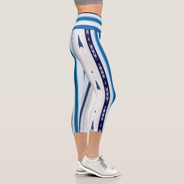 Leggings Capri Abstract Symphony in Blue 5 (Vertical Lines) (Derecha)
