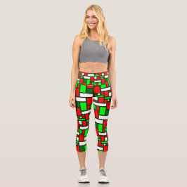Leggings Capri abstracto de arte moderno de los navidades mondria