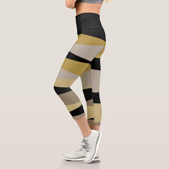 Leggings Capri abstracto de negro y oro (Izquierda)