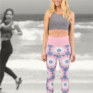 Leggings Capri Abstracto Floral Azul Rosa