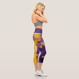 Leggings Capri Abstracto Morado y Dorado