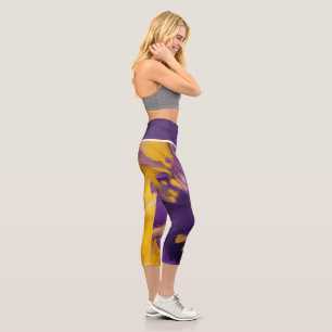Leggings Capri Abstracto Morado y Dorado