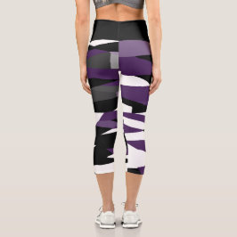 Leggings Capri Abstracto negro púrpura y blanco