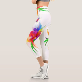 Leggings Capri Abstracto Paint Splatt Rainbow Lorikeet