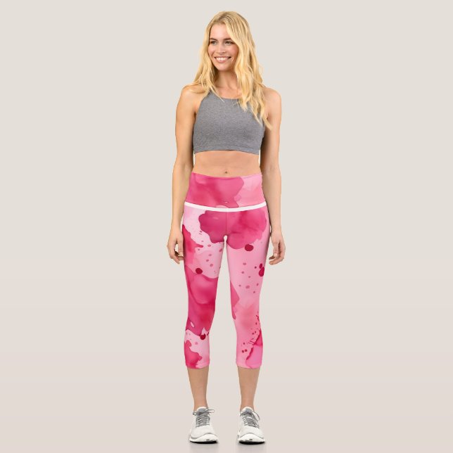 Leggings Capri Abstracto Rosa sobre Rosa (Anverso)