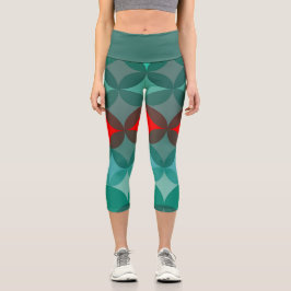 Leggings Capri abstracto verde azulado y rojo inspirado por Art D