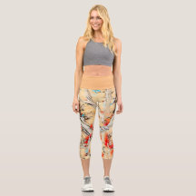 Leggings Capri abstractos de color dorado