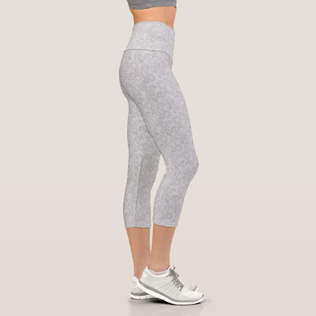 Leggings Capri Abstractos Grises Modernos para Muj (Derecha)